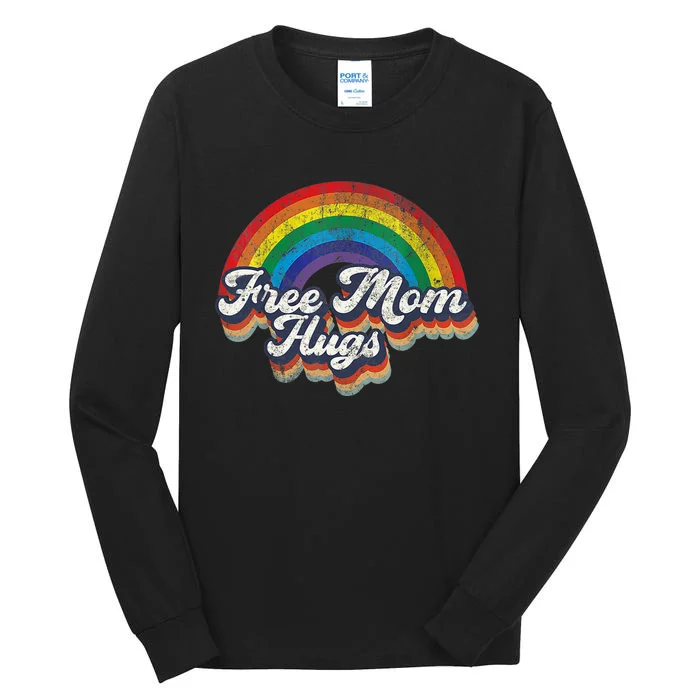 Free Mom Hugs Rainbow Heart LGBT Flag LGBT Pride Month Tall Long Sleeve T-Shirt