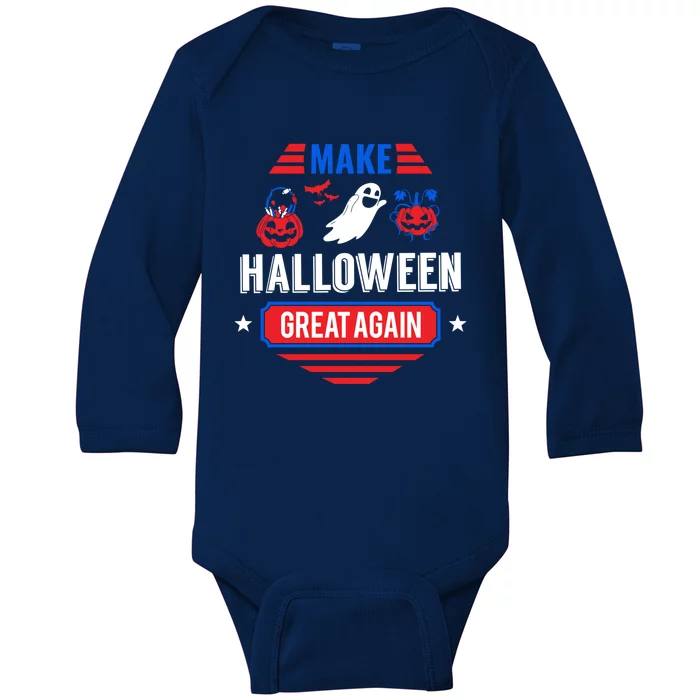 Funny Make Halloween Great Again Spooky Scary Ghost Gift Great Gift Baby Long Sleeve Bodysuit