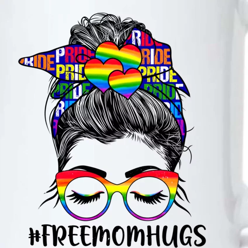 Free Mom Hugs Rainbow Lgbt Support Lgbtq Flag Messy Bun Gift Black Color Changing Mug