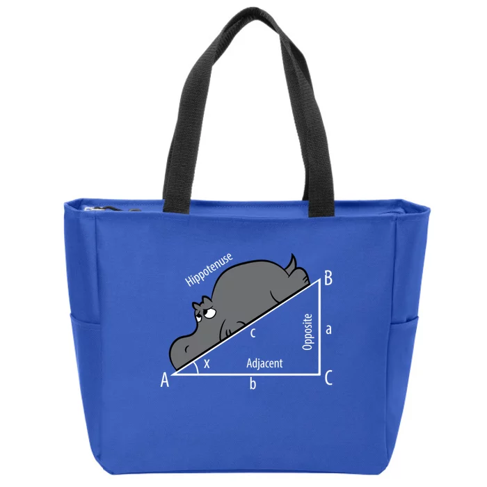 Funny Math Humor Hippotenuse Funny Hippo Math Analytical Hypotenuse Zip Tote Bag