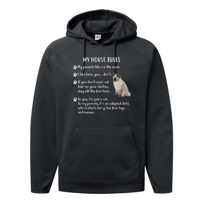 Funny My House Rules Ragdoll Kitten Cat Performance Fleece Hoodie