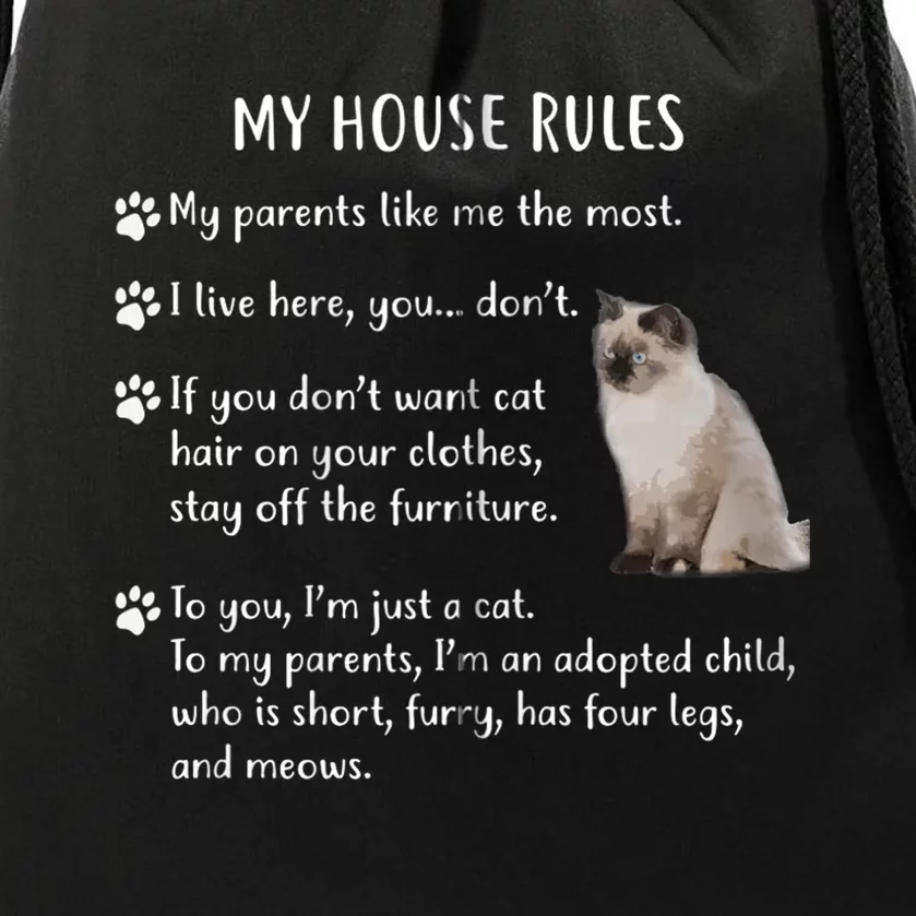 Funny My House Rules Ragdoll Kitten Cat Drawstring Bag