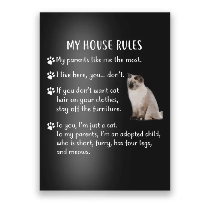 Funny My House Rules Ragdoll Kitten Cat Poster