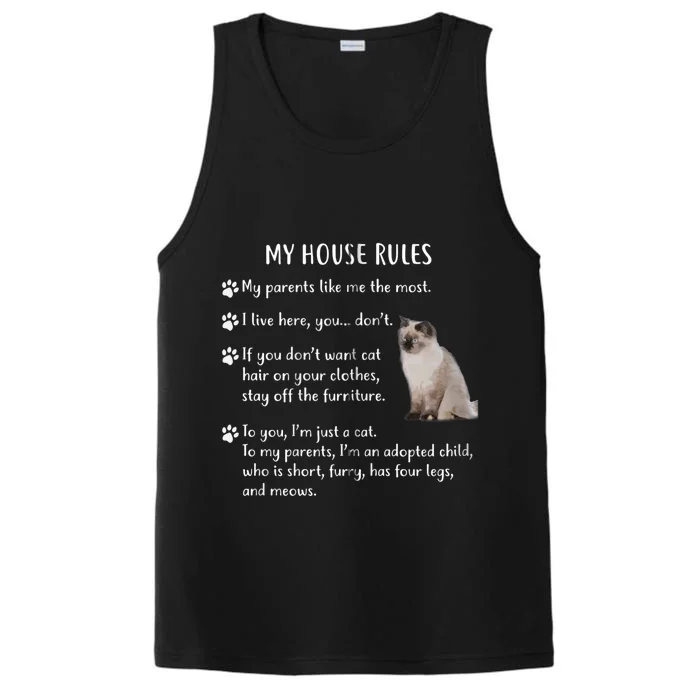 Funny My House Rules Ragdoll Kitten Cat Performance Tank