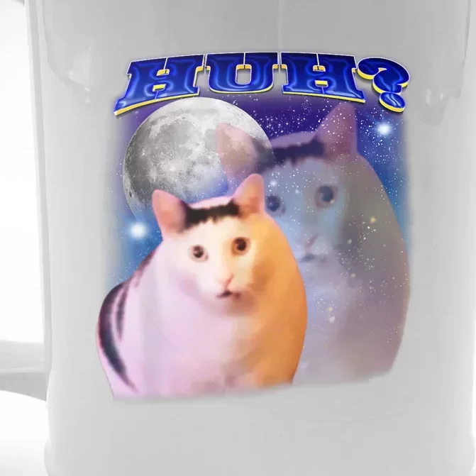 Funny Meme Huh Cat Front & Back Beer Stein