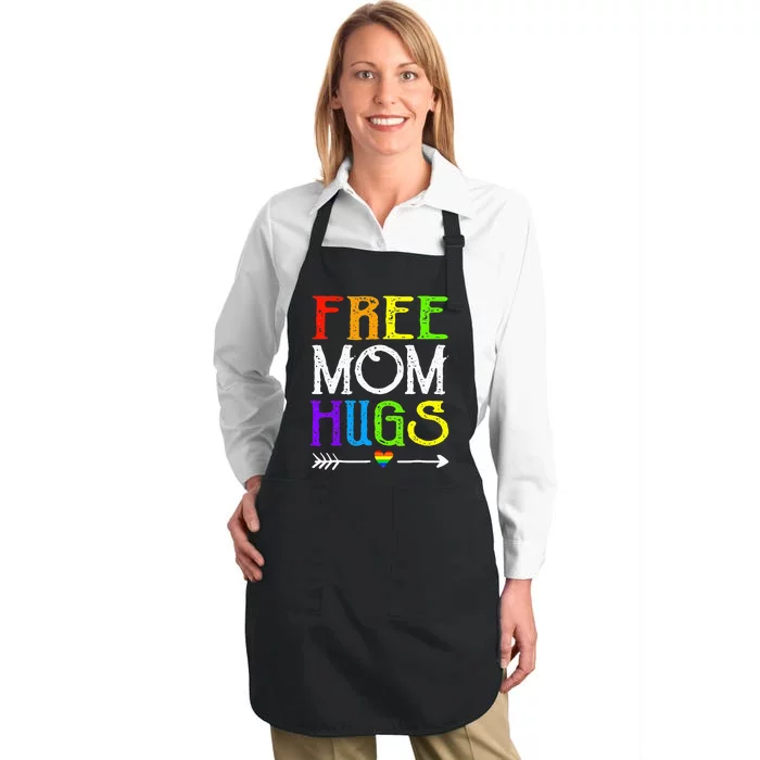 Free Mom Hugs Daisy Rainbow Heart LGBT Pride Month Full-Length Apron With Pocket