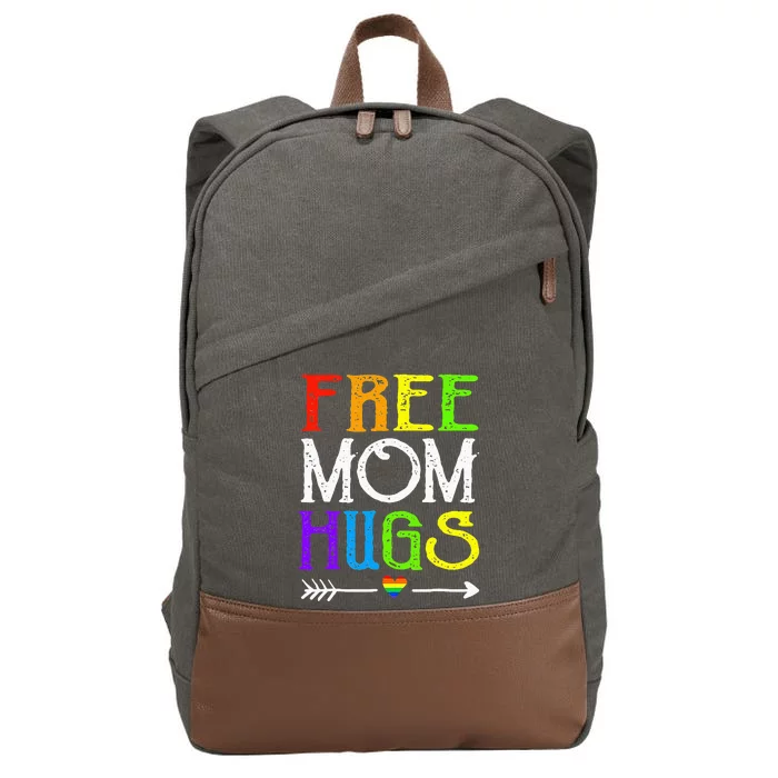 Free Mom Hugs Daisy Rainbow Heart LGBT Pride Month Cotton Canvas Backpack