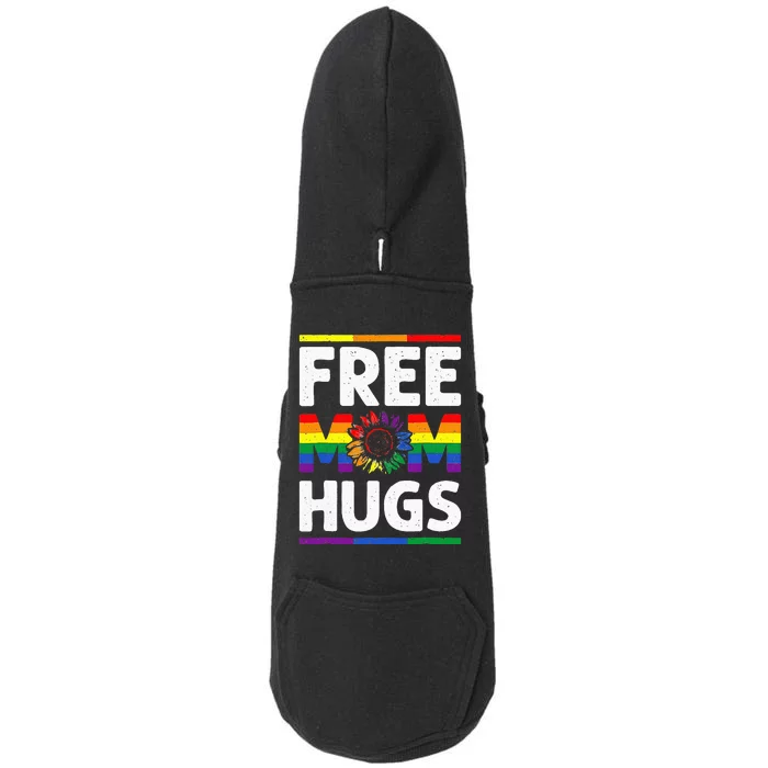 Free Mom Hugs LGBT Pride Leopard Sunflower Rainbow Retro Doggie 3-End Fleece Hoodie