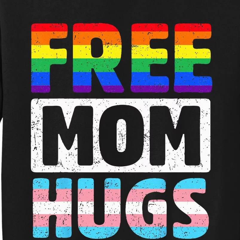 Free Mom Hugs Groovy Rainbow Heart LGBT Flag Pride Month Sweatshirt