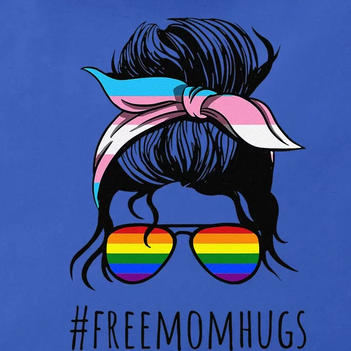 Free Mom Hugs Flag Lgbt Messy Bun Transg Gay Pride Rainbow Zip Tote Bag