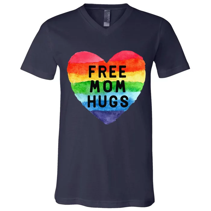 Free Mom Hugs Lgbt Flag Gay Lesbian Pride Parades Rainbow V-Neck T-Shirt