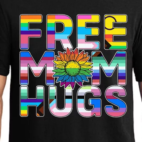 Free Mom Hugs Lgbt Pride Mom Daisy Flower Lesbian Mother Day Pajama Set