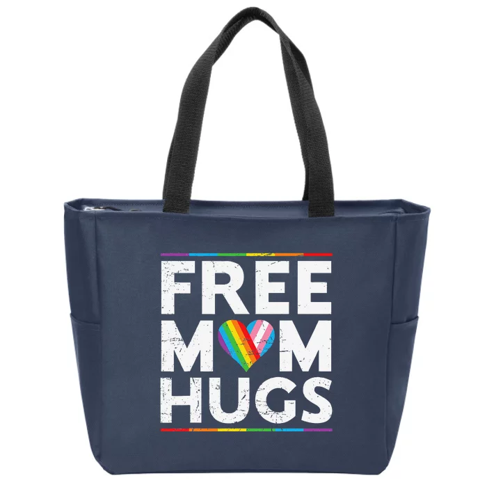 Free Mom Hugs Lgbt Pride Parades Rainbow Transg Flag Zip Tote Bag