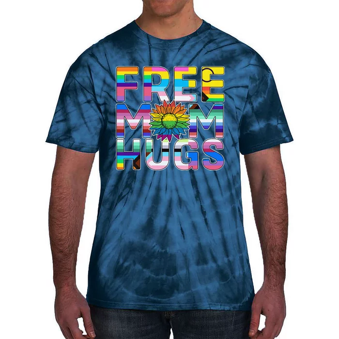 Free Mom Hugs Lgbt Pride Mom Daisy Flower Lesbian Mother Day Tie-Dye T-Shirt