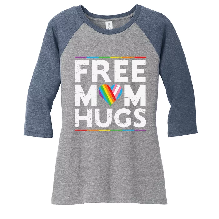 Free Mom Hugs Lgbt Pride Parades Rainbow Transg Flag Women's Tri-Blend 3/4-Sleeve Raglan Shirt