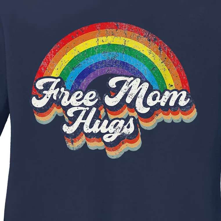 Free Mom Hugs Rainbow Heart Lgbt Flag Lgbt Pride Month Ladies Long Sleeve Shirt