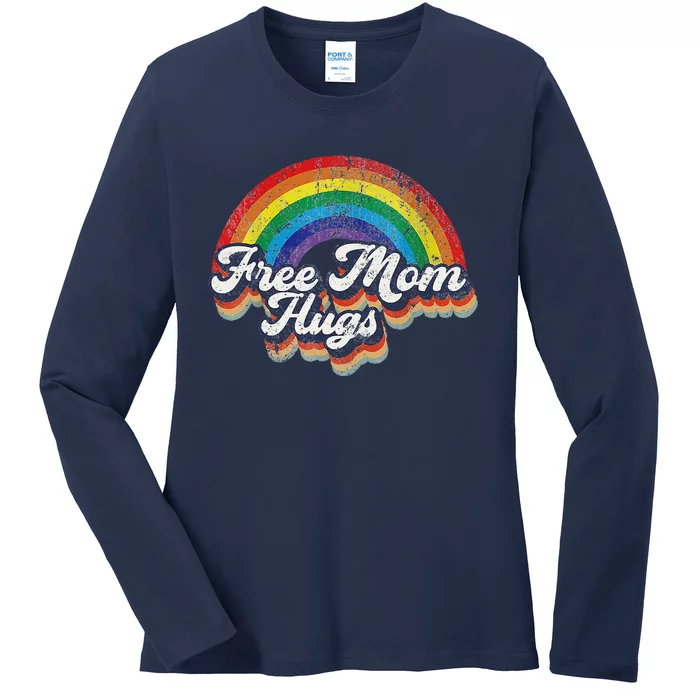 Free Mom Hugs Rainbow Heart Lgbt Flag Lgbt Pride Month Ladies Long Sleeve Shirt