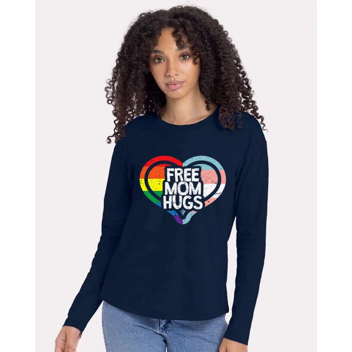 Free Mom Hugs Rainbow Pride Womens Cotton Relaxed Long Sleeve T-Shirt