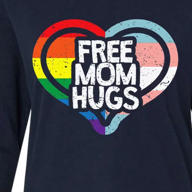 Free Mom Hugs Rainbow Pride Womens Cotton Relaxed Long Sleeve T-Shirt