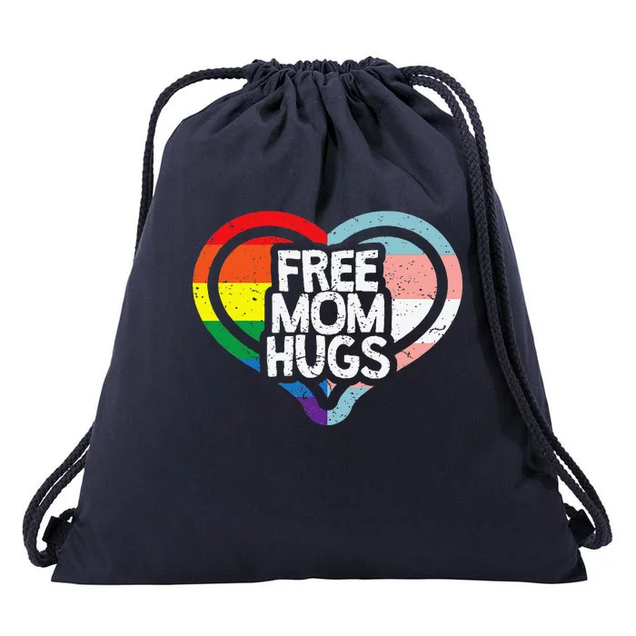 Free Mom Hugs Rainbow Pride Drawstring Bag