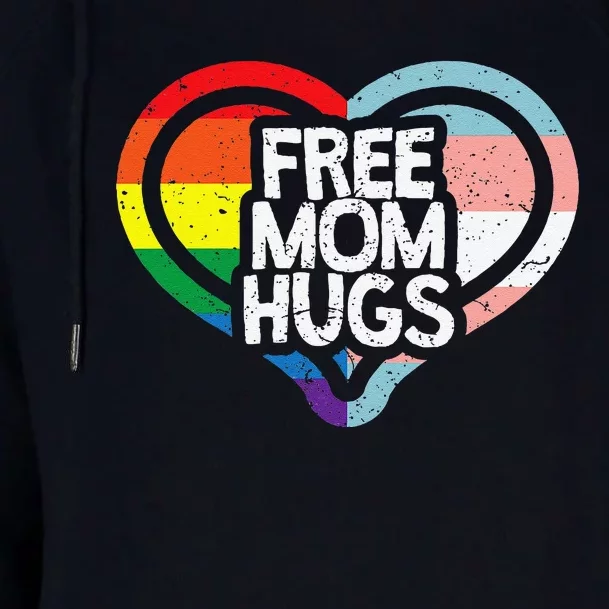 Free Mom Hugs Rainbow Pride Womens Funnel Neck Pullover Hood