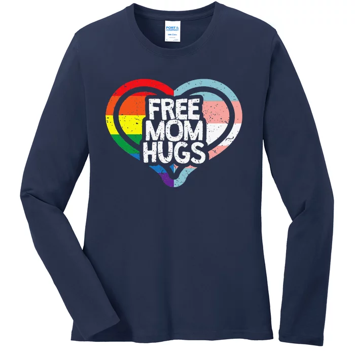 Free Mom Hugs Rainbow Pride Ladies Long Sleeve Shirt