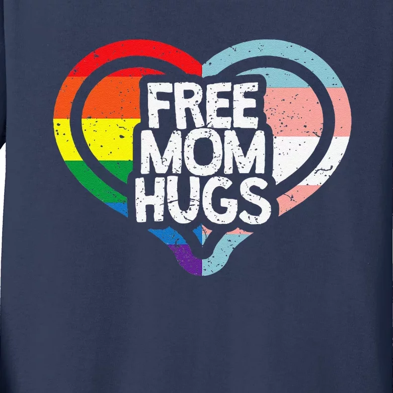 Free Mom Hugs Rainbow Pride Kids Long Sleeve Shirt