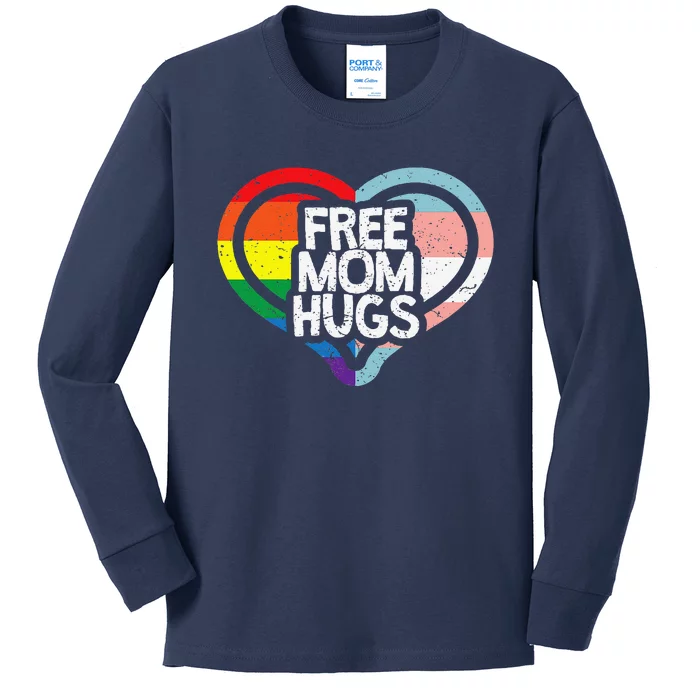 Free Mom Hugs Rainbow Pride Kids Long Sleeve Shirt