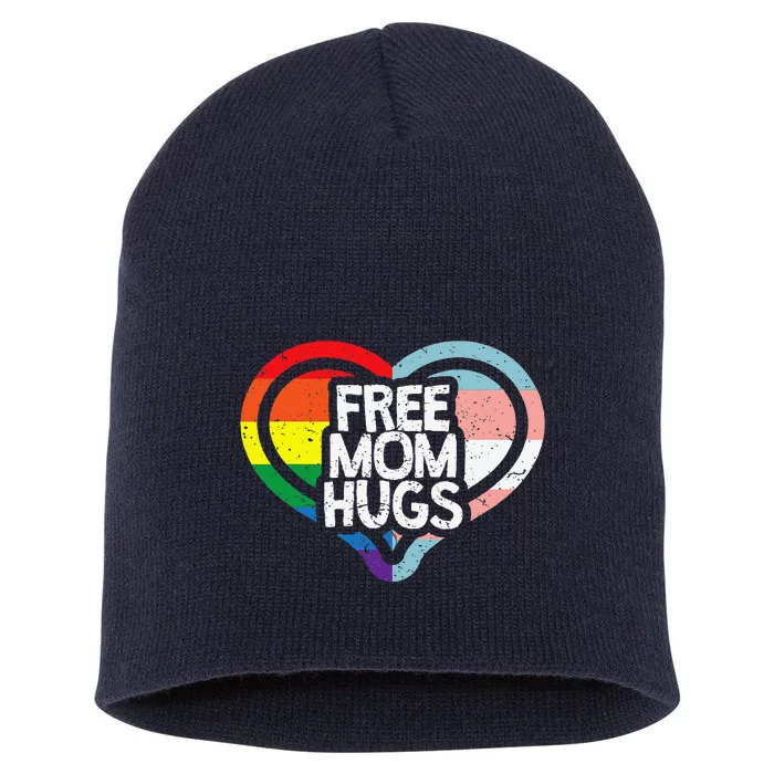 Free Mom Hugs Rainbow Pride Short Acrylic Beanie