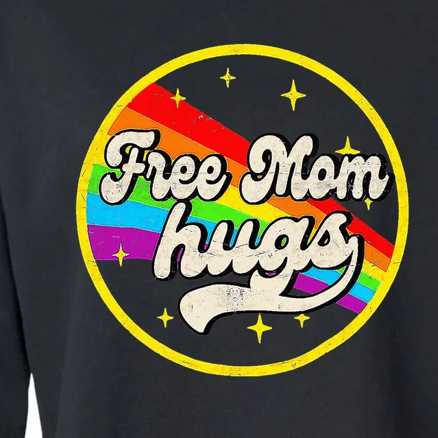 Free Mom Hugs Rainbow Heart LGBT Flag LGBT Pride Cropped Pullover Crew