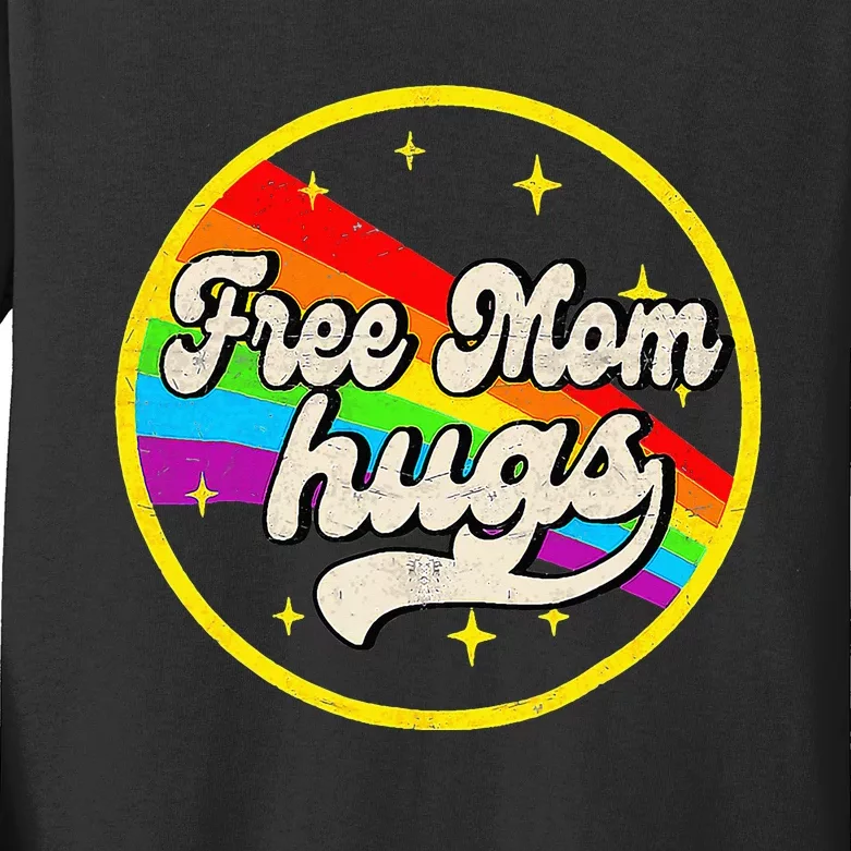 Free Mom Hugs Rainbow Heart LGBT Flag LGBT Pride Kids Long Sleeve Shirt