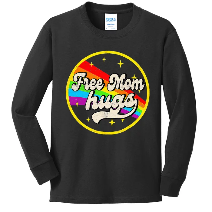 Free Mom Hugs Rainbow Heart LGBT Flag LGBT Pride Kids Long Sleeve Shirt