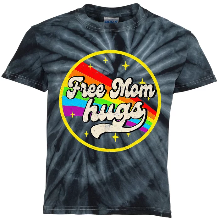 Free Mom Hugs Rainbow Heart LGBT Flag LGBT Pride Kids Tie-Dye T-Shirt