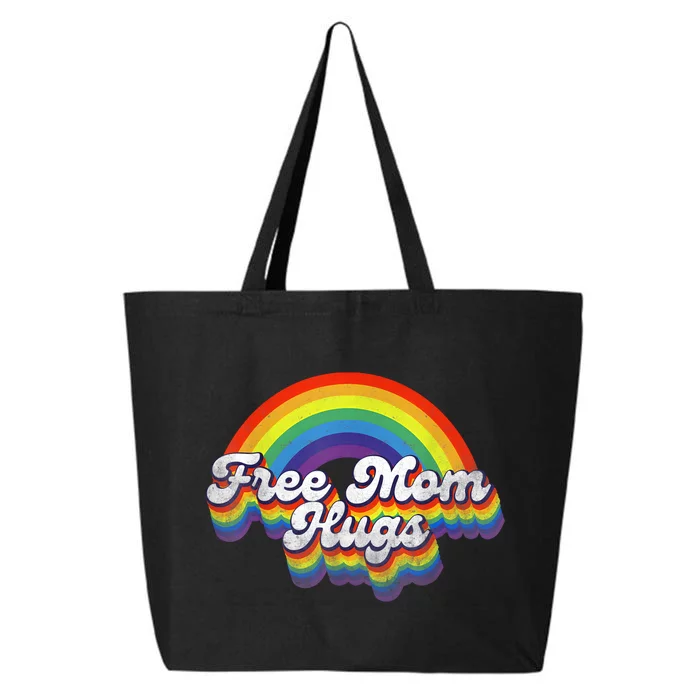 Free Mom Hugs Rainbow Retro LGBT Flag LGBT Pride Month 25L Jumbo Tote