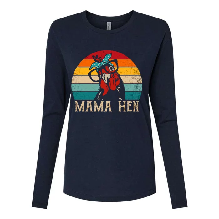 Funny Mama Hen 80s Vintage Retro Chicken Mom Mother Womens Cotton Relaxed Long Sleeve T-Shirt