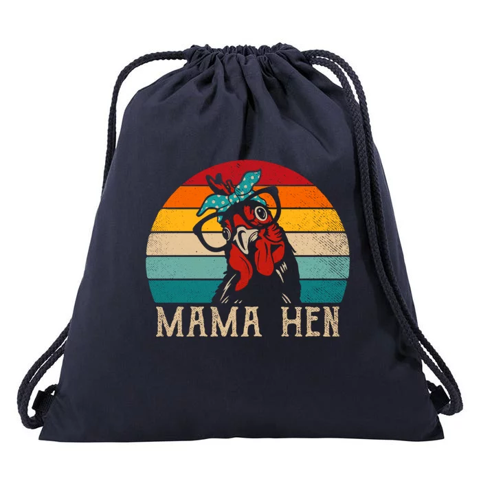 Funny Mama Hen 80s Vintage Retro Chicken Mom Mother Drawstring Bag