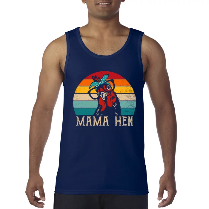 Funny Mama Hen 80s Vintage Retro Chicken Mom Mother Tank Top