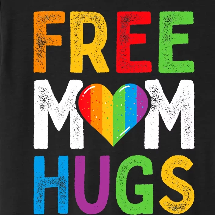 Free Mom Hugs Rainbow Heart Lgbt Ally Pride Month Retro ChromaSoft Performance T-Shirt