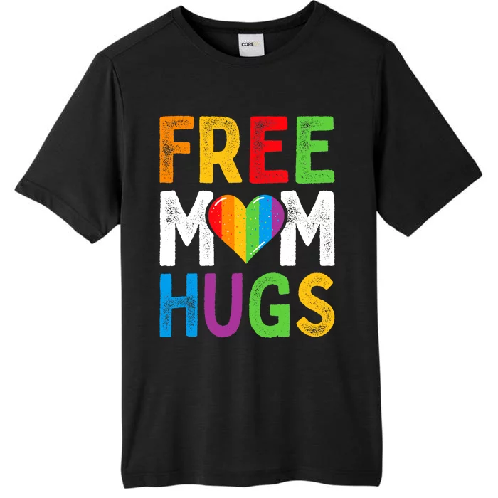 Free Mom Hugs Rainbow Heart Lgbt Ally Pride Month Retro ChromaSoft Performance T-Shirt