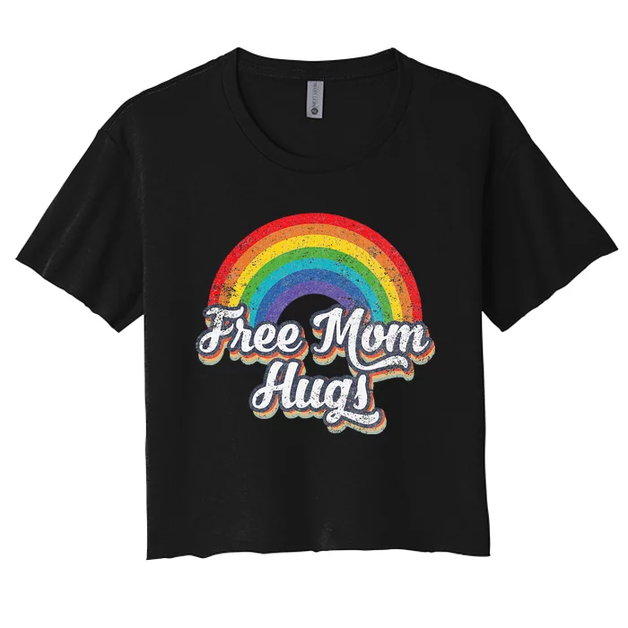 Free Mom Hugs Pride Rainbow Gay Lgbt Women's Crop Top Tee