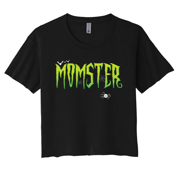 Funny Momster Halloween Mom Costume Dadcula Family matching Women's Crop Top Tee