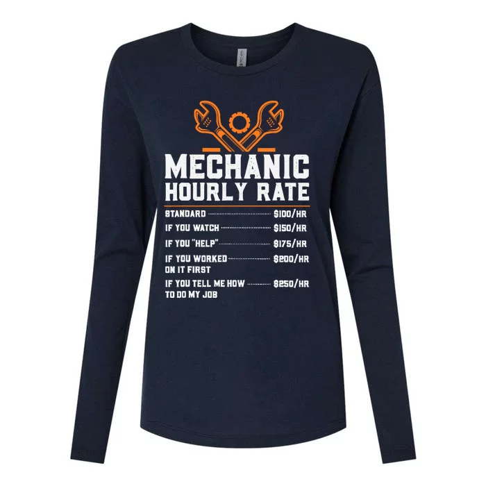 Funny Mechanic Hourly Rate Labor Rates Womens Cotton Relaxed Long Sleeve T-Shirt