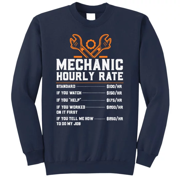 Funny Mechanic Hourly Rate Labor Rates Sweatshirt