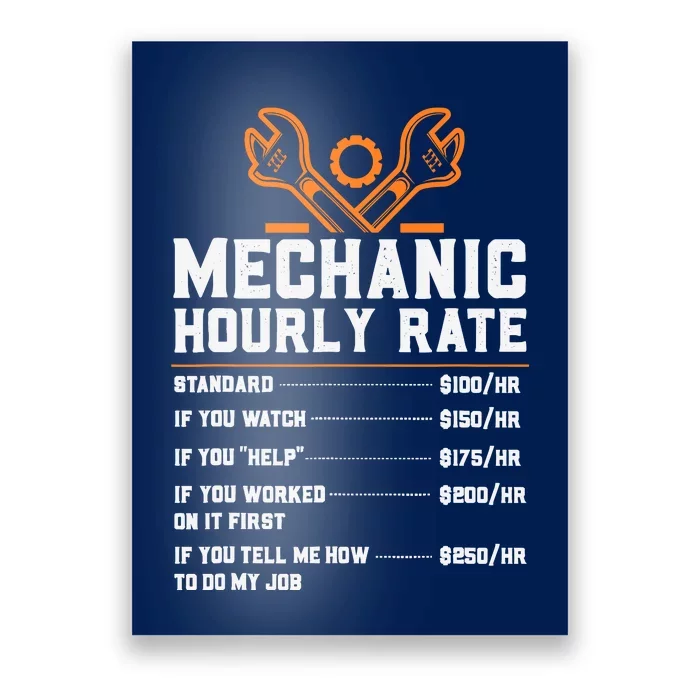 Funny Mechanic Hourly Rate Labor Rates Poster