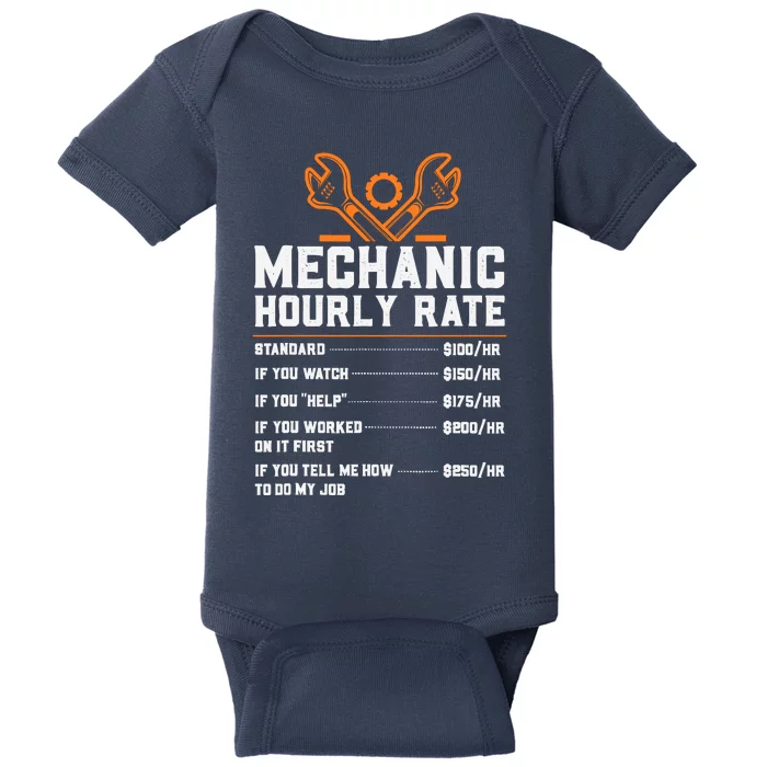 Funny Mechanic Hourly Rate Labor Rates Baby Bodysuit