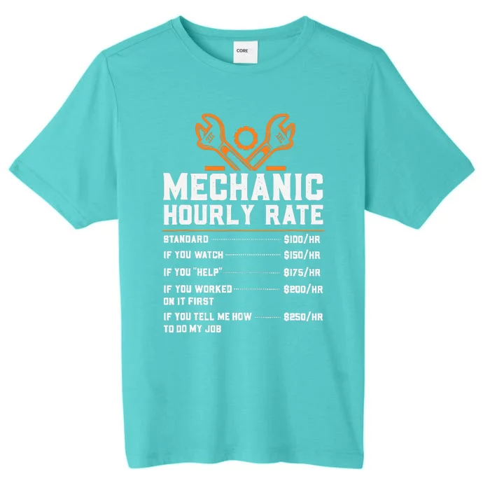 Funny Mechanic Hourly Rate Labor Rates ChromaSoft Performance T-Shirt