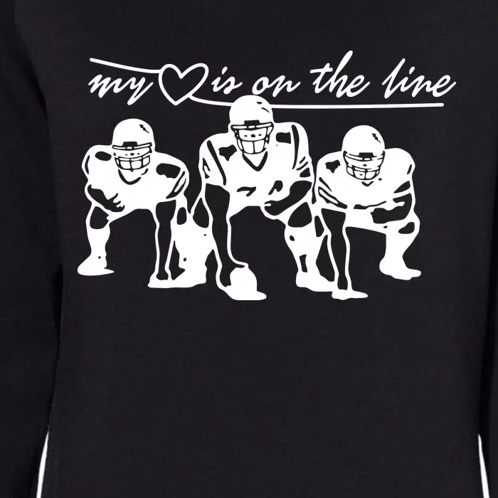 Football My Heart Is On The Line Offensive Lineman Womens California Wash Sweatshirt