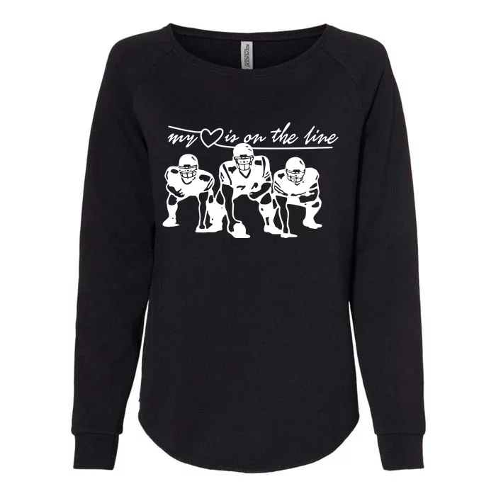 Football My Heart Is On The Line Offensive Lineman Womens California Wash Sweatshirt