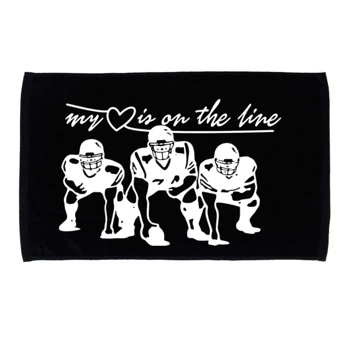 Football My Heart Is On The Line Offensive Lineman Microfiber Hand Towel