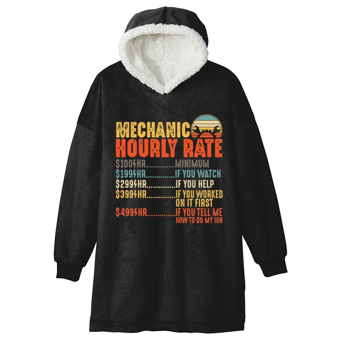 Funny Mechanic Hourly Rate Gift Labor Rates Hooded Wearable Blanket